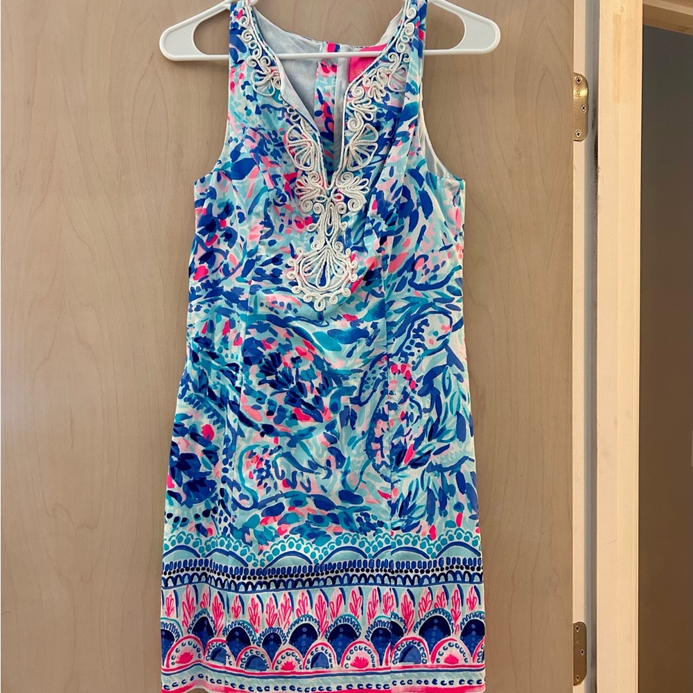 Lilly Pulitzer Vibrant Blue and Pink Mini Dress Size 2